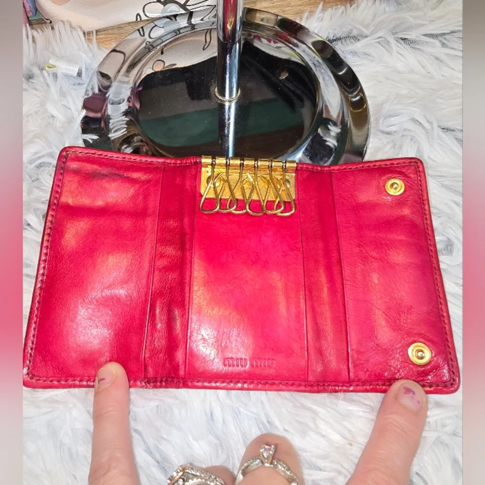 Miu Miu Vibrant Red Leather 6 Key Wallet guc rehabbed
